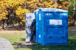 porta potties next to a path